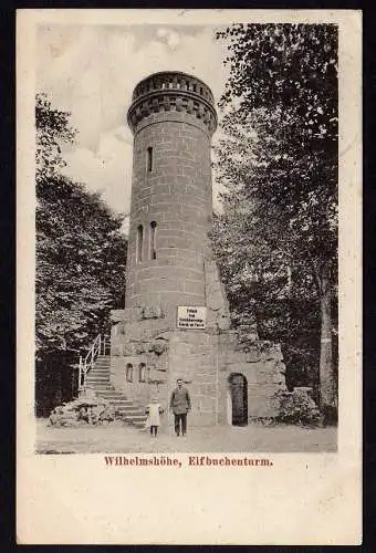 29476 AK Kassel Wilhelmshöhe Aussichtsturm Elfbuchenturm 1911, gelaufen