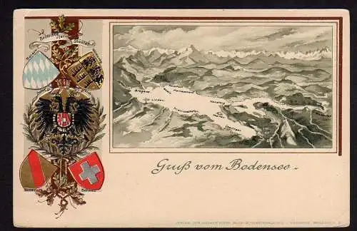 29898 AK Bodensee super Passepartout Präge AK, ungelaufen um 1900
