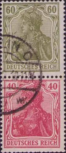 3476 DR Zdr. Zusammendruck Germania S 25 gestempelt