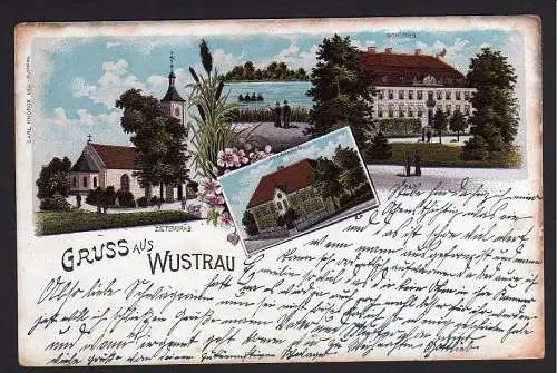 35450 Litho Wustrau Zietengrab Schloss Pfarrhaus Kirche 1907
