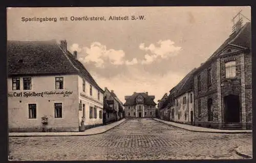 35528 AK Allstedt Sperlingsberg Oberförsterei Gasthof 1916 Bahnpost Oberröblinge