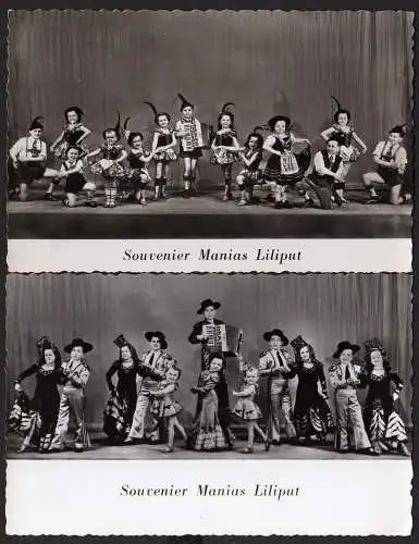 36662 2 Fotos im AK Format 14 x 9 cm Souvenier Manias Liliput Zirkus