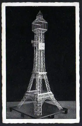 40416 AK Eifelturm Strohuhr nur aus Strohhalmen 1936