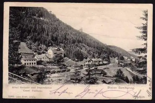 41498 AK Semmering Bahnhof Station Hotel Stefanie 1905