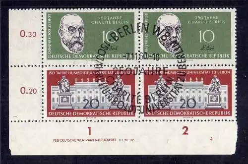 436 DDR 1960 796 797 Zusammendruck gestempelt DV 4 Variante c im Viererblock Hum