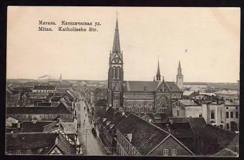 45257 AK Jelgava Mitau 1915 Lettland Katholische Strasse Kirche