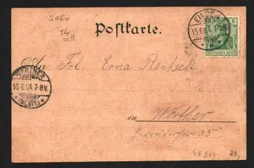 48344 AK Bad Eilsen Litho 1904 Hotel Rinne Bückeburger Landestracht Arensburg