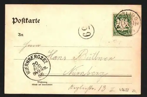 49693 AK Plattling Litho 1905 Bahnhof Turnhalle