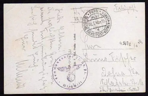 49673 AK Milovice nad Labem Milowitz Feldpost 1940 Deutsche Dienstpost Böhmen