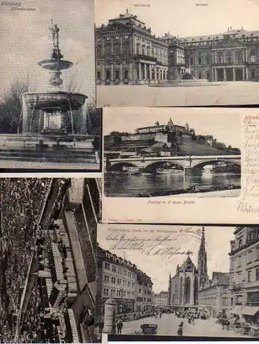 48082 5 AK Würzburg Residenz 1907 Kiliansbrunnen Platz Marienkapelle 1911
