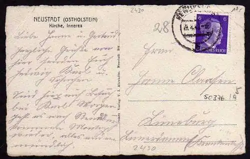 50376 AK Neustadt Ostholstein Kirche Inneres 1942