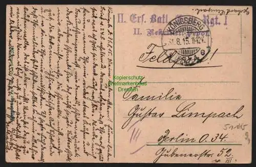 51115 AK Warnicken Samland Wolfsschlucht Feldpost Königsberg 1915
