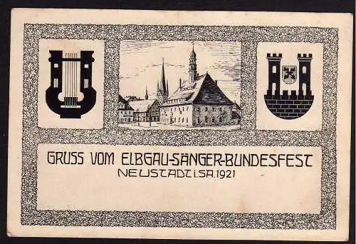 50891 AK Neustadt i. Sa. 1921 Elbgau Sänger Bundesfest