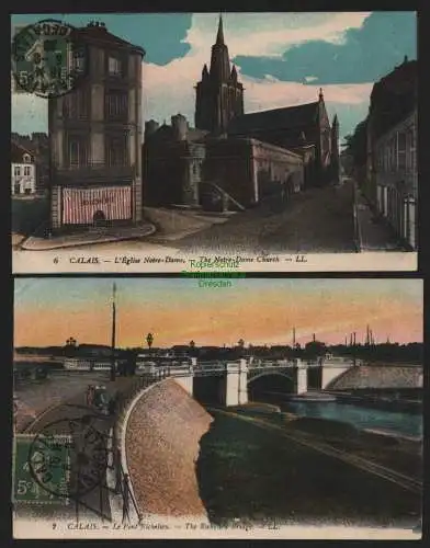 51921 2 AK Calais Le Pont Richelieu Notre Dame 1920