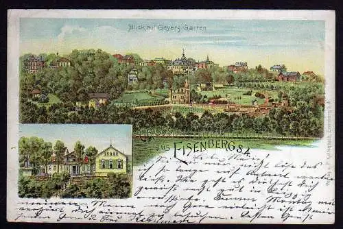 52743 AK Eisenberg Litho 1899 Gasthaus Alte Erholung