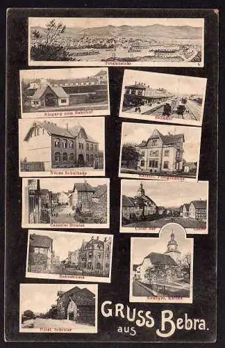 53663 AK Bebra Bahnhof Schule Post Casseler Str. Hotel Feldpost 1915 aus militär