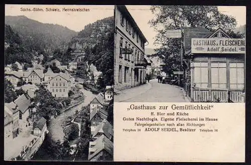 53907 AK Herrnskretschen Gasthaus zur Gemütlichkeit 1913 Restaurant Restauration