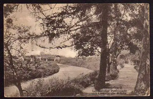 53909 AK Insterburg Lenkeninker Promenade Luxemburger Brücke, gelaufen 1915