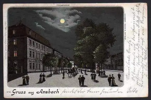 53944 AK Ansbach Promenade 1899 Mondschein, gelaufen