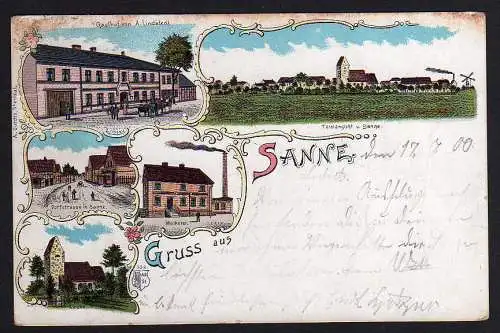 54852 AK Sanne Hassel 1900 Dorfstr. Gasthof Molkerei Kirche Stendal 1900