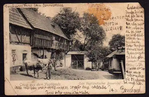 54752 AK Plauen 1905 Echt vogtländischer Bauernhof, gelaufen 1905