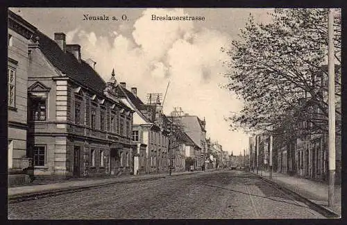 54907 AK Neusalz Oder 1914 Breslauerstrasse Nowa Sol, gelaufen