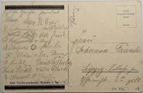 54745 AK Kohren Sa. Alte Töpferwerkstatt, ungelaufen , beschrieben um 1920