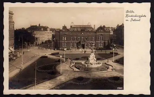54726 AK Görlitz Hindenburgplatz Postamt Zierbrunnen 1936