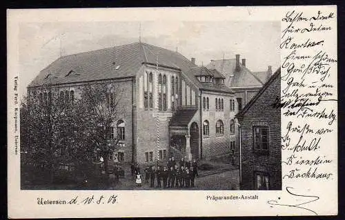 54080 AK Uetersen 1906 Präparanden Anstalt gelaufen Bahnpost