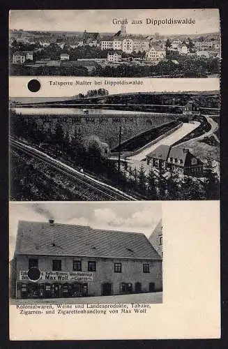54100 AK Dippoldiswalde 1938 Talsperre Malter Kolonialwaren Zigarettenhandlung