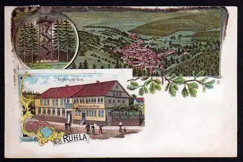 54932 AK Ruhla Litho Gasthaus zur Rose 1901 Restaurant Restauration Gasthof