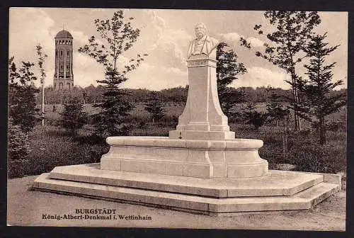 55344 AK Burgstädt 1914 König Albert Denkmal i. Wettinhain Feldpost 1915