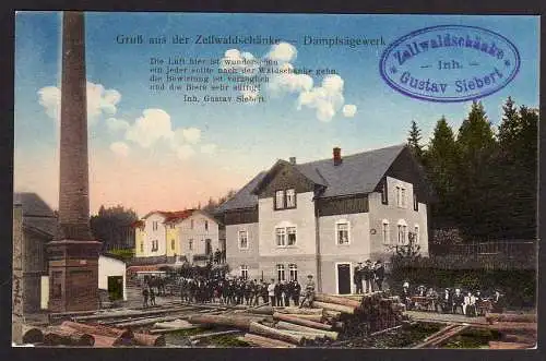 54936 AK Zellwaldschänke Dampfsägewerk Nossen Siebenlehn 1912, gelaufen