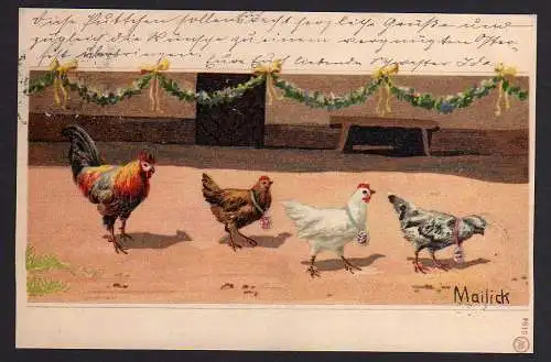 55096 AK Mailick Hühner Ostern 1903 Künstlerkarte
