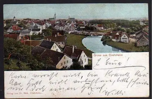 55454 AK Crailsheim 1907 Ansicht Jagst Bahnpost No. 50, gelaufen 1907
