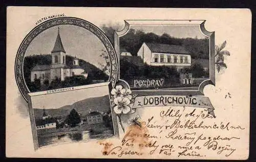 56143 AK Dobrichovice Dobrichowitz 1899 Haltestelle Bahnhof