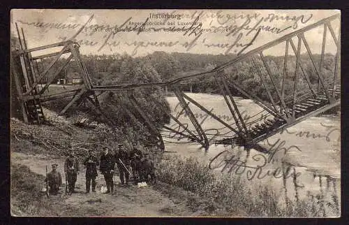 55484 AK Insterburg gesprengte Angerappbrücke 1915 Ostpreußen Tschernjachowsk
