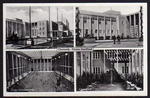 55507 AK Chemnitz Neues Stadtbad Schwimmhalle 4 Ansichten um 1935