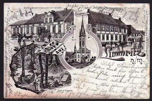 55865 AK Limmritz Neumark Kirche Materialwaren 2 Gasthöfe Restaurant 1903
