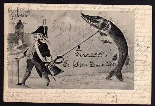 55868 AK Teterow Telegramm Postbote Fisch 1902