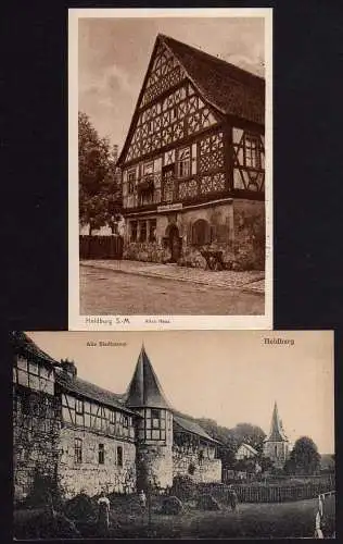 55972 2 AK Heldburg Alte Stadtmauer Altes Fachwerkhaus um 1920