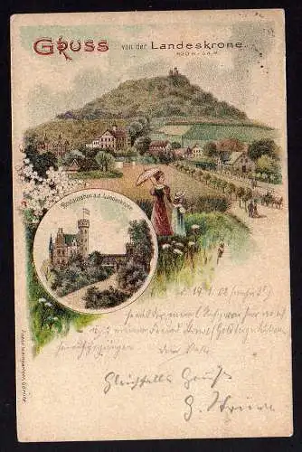 56684 AK Litho Görlitz Landeskrone 1902 Restaurant Restauration Gasthof Gasthaus