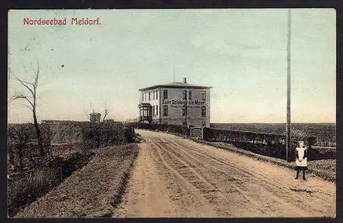 56355 AK Nordseebad Meldorf 1909 Schloß am Meer, gelaufen Glückstadt 1909
