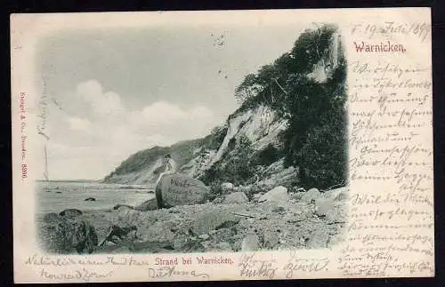 57181 AK Warnicken Samland 1899 Strand Felsen Mann