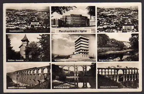56945 AK Reichenbach Vogtl. Waserturm Schöne Aussicht Göltzschtal Brücke 1935