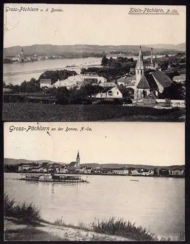 56768 2 AK Gross und Klein Pöchlarn an der Donau 1910