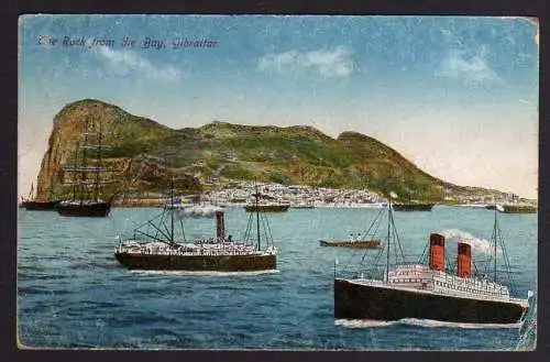 57168 AK The Rock from the Bay Gibraltar Schiff 1922