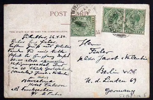 57168 AK The Rock from the Bay Gibraltar Schiff 1922