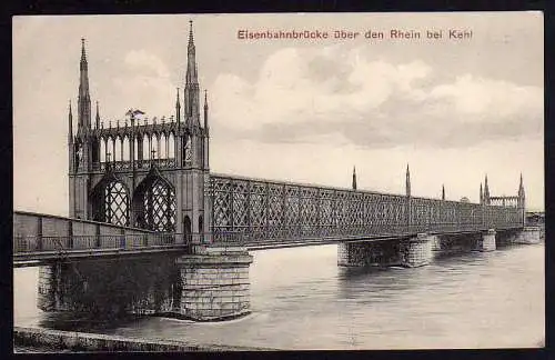 57115 AK Eisenbahnbrücke über den Rhein bei Kehl um 1920