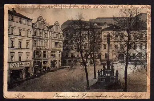 56759 AK Klodzko Glatz 1928 Oberring mit Kommandantur Cafe Moltke Conditorei